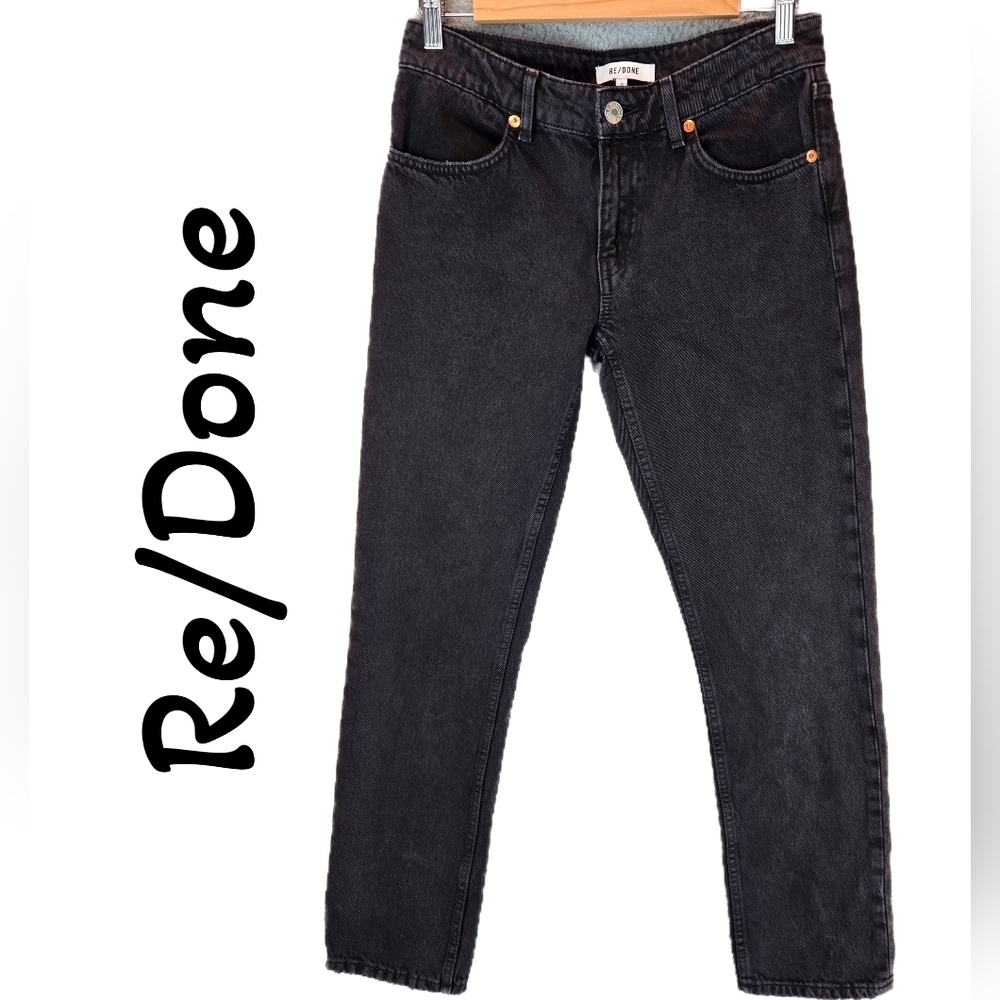 Re/Done Jeans Womens Sz 25 Washed Black Denim Slight Distress Casual comfort*